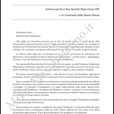 24 de junio de 2026: la FSSPX publica una carta abierta al papa León XIV y al Colegio Cardenalicio, acompañada de una “Profesión de fe” de 28 páginas