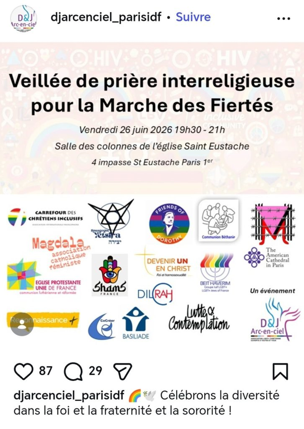 “Vigilia de oración interreligiosa para la Marcha del Orgullo”: El profesor Bouscau escribe al obispo Ulrich